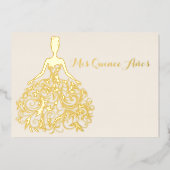 Silhouette Quinceañera Invitation Ivoire Gold Foil (Recto)