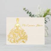 Silhouette Quinceañera Invitation Ivoire Gold Foil (Debout devant)