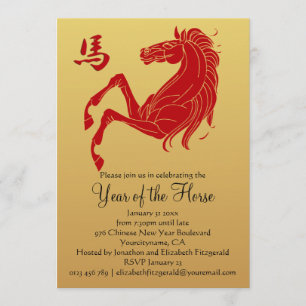 Silhouette Red over Gold Year of the Horse Kaart