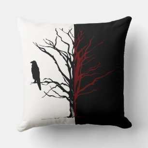 Silhouette Reversible Black Bird Raven Kussen