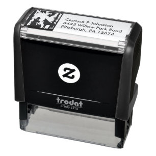 Silhouette Riding Hood Trees Bossen Bird Wolf Zelfinktende Stempel