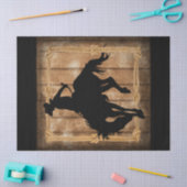 Silhouette Rodeo Cowboy op Bucking Bronco Horse Tissuepapier (Craft)