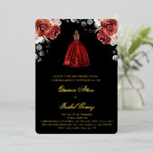 Silhouette rouge quinceañera invitation foil invit (Debout devant)