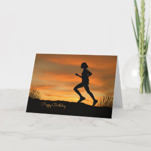 Silhouette Runner met een Sunset Birthday Card Kaart
