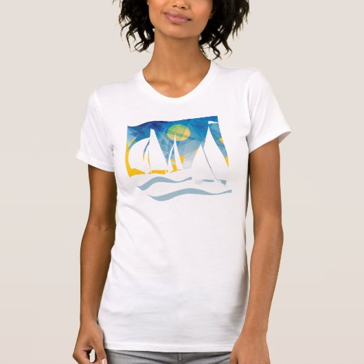 Silhouette Sailing in Zee T-shirt (Voorkant)