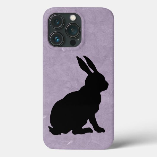 Silhouette Sitting Black Rabbit op gemarmerd Paars Case-Mate iPhone Case (Achterkant)