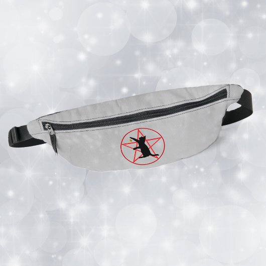 Silhouette Sitting Cat Gold Star Pentagramme rouge