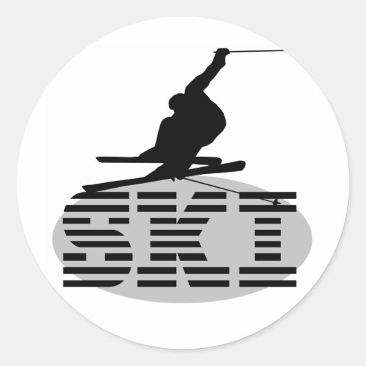 Silhouette SKI Tshirts en Gifts Ronde Sticker (Voorkant)