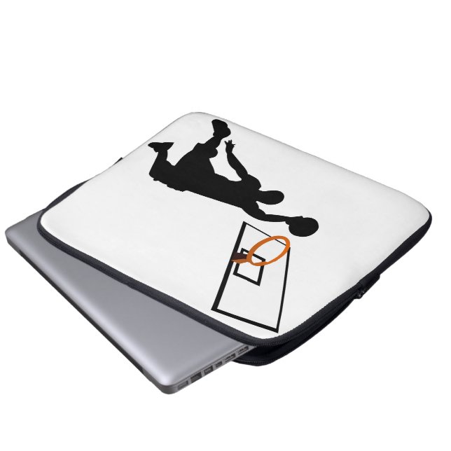 Silhouette Slam Dunk Basketball Player Laptop Sleeve (Voorkant onderkant)