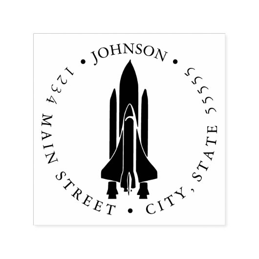Silhouette Space Shuttle Lancering Retourlabel Zelfinktende Stempel (Design)