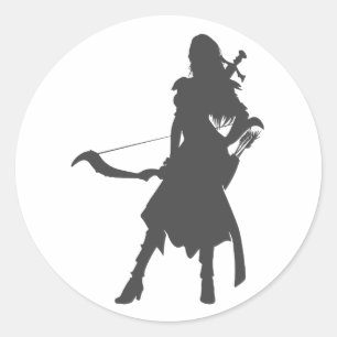 Silhouette-strijder - Kies achtergrondkleur Ronde Sticker