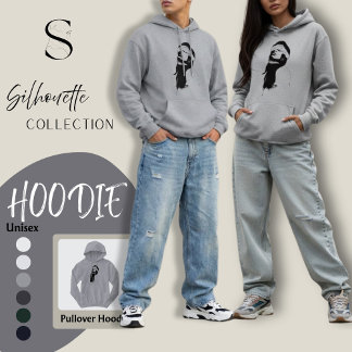 Silhouette surrealistische kunst hoodie zwart en w