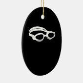 Silhouette Swimming Lover Swim Goggles Funny Swimm Keramisch Ornament (Rechts)