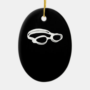 Silhouette Swimming Lover Swim Goggles Funny Swimm Keramisch Ornament