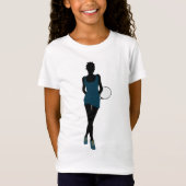 Silhouette Tennis Player Girls T-Shirt (Devant)