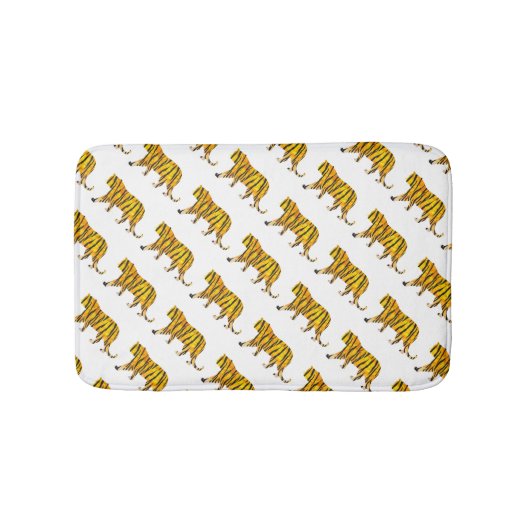 Silhouette Tiger Black en Sinaasappel Badmat (Voorkant)