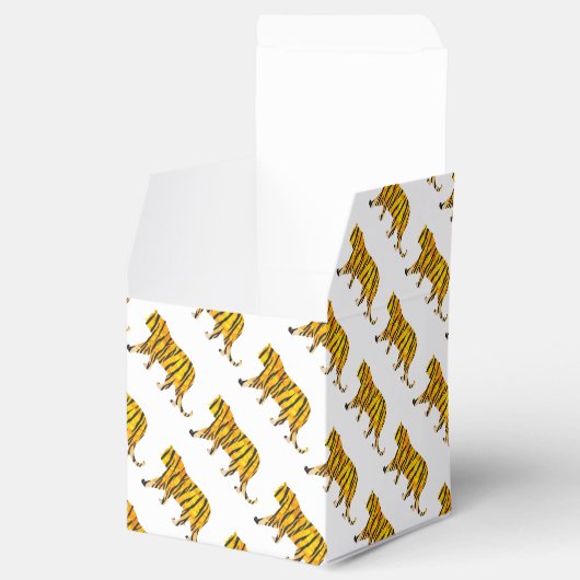 Silhouette Tiger Black en Sinaasappel Bedankdoosjes (Geopend)