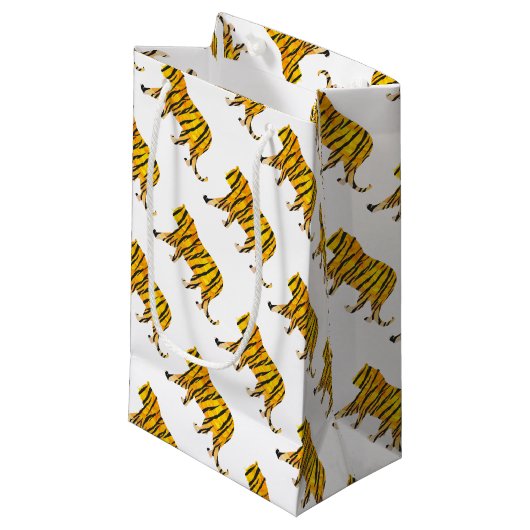 Silhouette Tiger Black en Sinaasappel Klein Cadeauzakje (Voorkant Gekanteld)