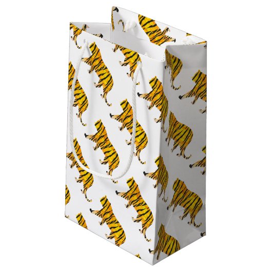 Silhouette Tiger Black en Sinaasappel Klein Cadeauzakje (Achterkant Gekanteld)