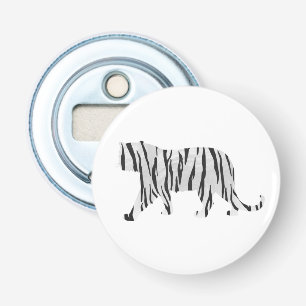 Silhouette Tiger Black en White Button Flesopener