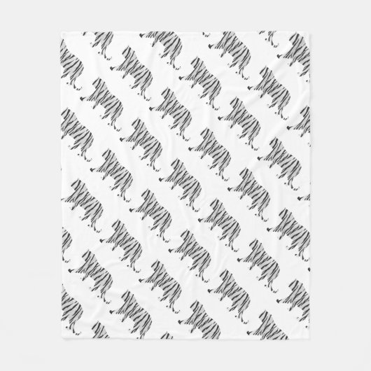 Silhouette Tiger Black en White Fleece Deken (Voorkant)