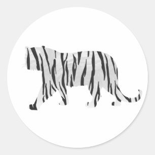 Silhouette Tiger Black en White Ronde Sticker