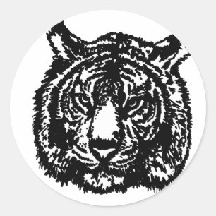 Silhouette Tiger Ronde Sticker
