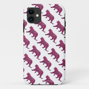 Silhouette Tiger roze en zwart iPhone 11 Hoesje