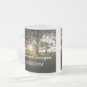 Silhouette Trees en Sunlight Personalized Weddin Matglas Koffiemok (Voorkant links)