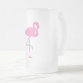 Silhouette Tropical Pink Flamingo Matglas Bierpul (Voorkant rechts)