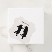 Silhouette Two Black Beren Holding Hands Dancing Bedankjes Labels (In situ)