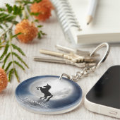 Silhouette Unicorn Full Moon Ocean Personalize Sleutelhanger (Voorkant Rechts)