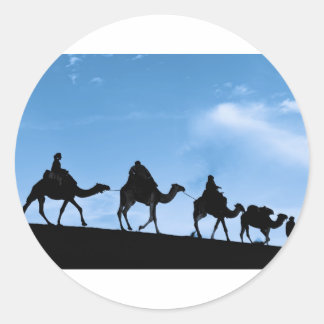 Silhouette van Camel Caravan Ronde Sticker