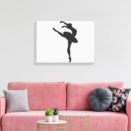 Silhouette van de ballerina canvas afdruk (Insitu (Woonkamer))