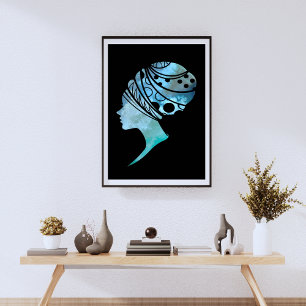 Silhouette van een Afrikaanse vrouw Poster