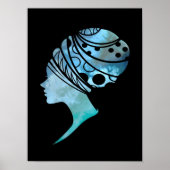 Silhouette van een Afrikaanse vrouw Poster (Voorkant)