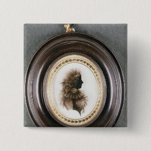 Silhouette van een dame, geschilderd op bolvormig  vierkante button 5,1 cm
