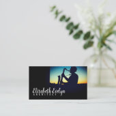 Silhouette van een Man die Saxofone afspeelt Visitekaartje (Staand voorkant)