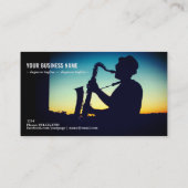 Silhouette van een Man die Saxofone afspeelt Visitekaartje (Achterkant)