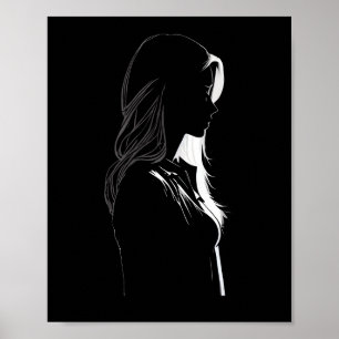 Silhouette van een meisje met licht en schaduw poster