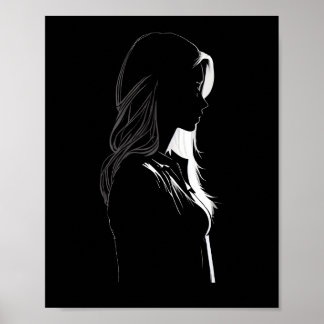 Silhouette van een meisje met licht en schaduw poster