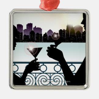 Silhouette van een paar brandende martinibrillen metalen ornament