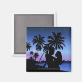 Silhouette van een paar dat op het strand omarmt magneet (Voorkant / Achterkant)