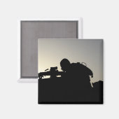 Silhouette van een Squad Automatic Weapon gunner Magneet (Voorkant / Achterkant)