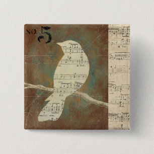 Silhouette van een vogel vierkante button 5,1 cm