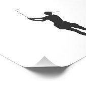 Silhouette van een vrouw die golf speelt foto afdruk (Hoek)