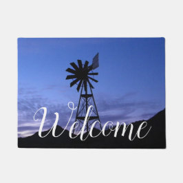 Silhouette van een windmolen deurmat