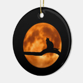 Silhouette van een zwarte kat in een boom keramisch ornament (Links)