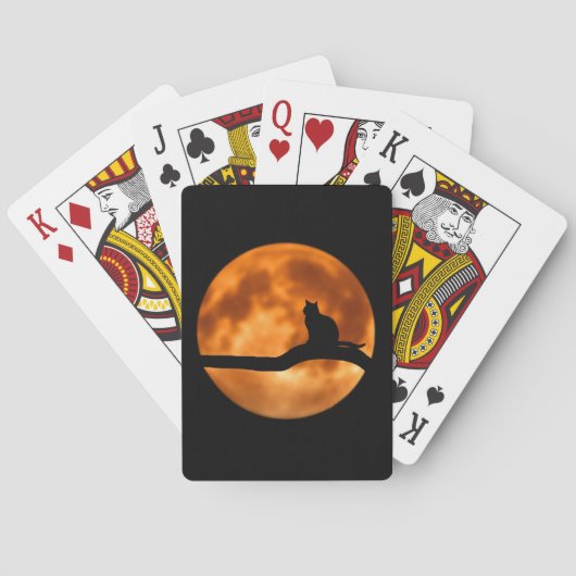 Silhouette van een zwarte kat in een boom pokerkaarten (Achterkant)