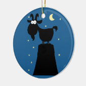 Silhouette van Goat op Mountain Keramisch Ornament (Links)